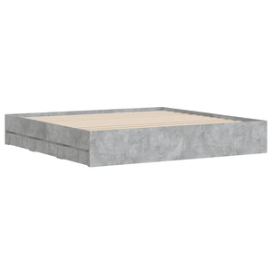 vidaXL Bed Frame with Drawers Concrete Grey 200x200 cm Engineered Wood