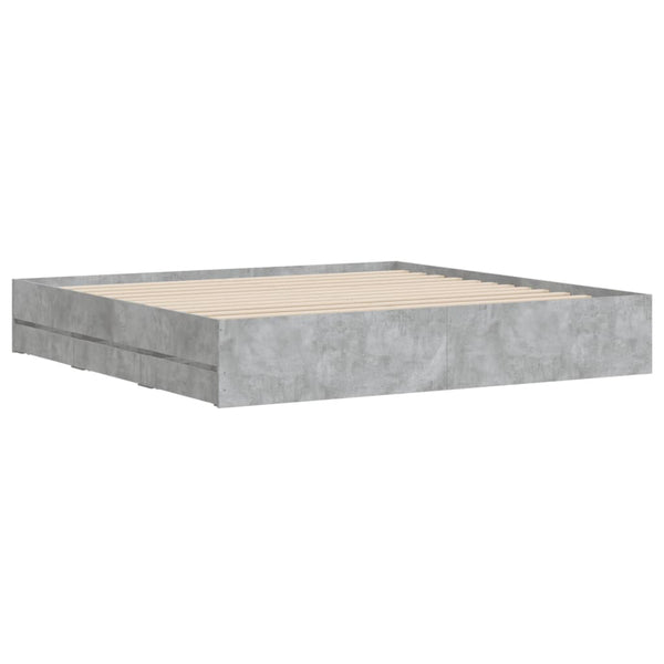 vidaXL Bed Frame with Drawers Concrete Grey 200x200 cm Engineered Wood