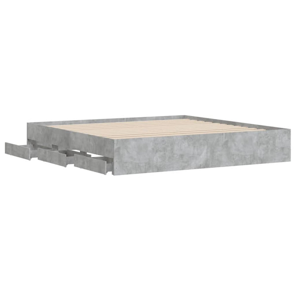 vidaXL Bed Frame with Drawers Concrete Grey 200x200 cm Engineered Wood