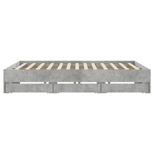 vidaXL Bed Frame with Drawers Concrete Grey 200x200 cm Engineered Wood