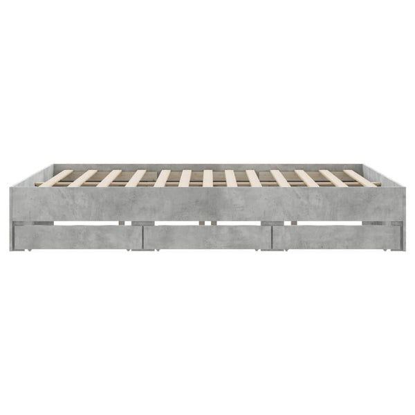 vidaXL Bed Frame with Drawers Concrete Grey 200x200 cm Engineered Wood