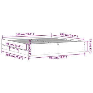 vidaXL Bed Frame with Drawers Concrete Grey 200x200 cm Engineered Wood