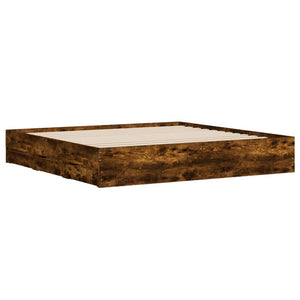 vidaXL Bed Frame with Drawers Smoked Oak 200x200cm Engineered Wood