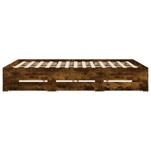 vidaXL Bed Frame with Drawers Smoked Oak 200x200cm Engineered Wood