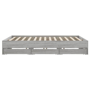 vidaXL Bed Frame with Drawers Grey Sonoma 200x200cm Engineered Wood