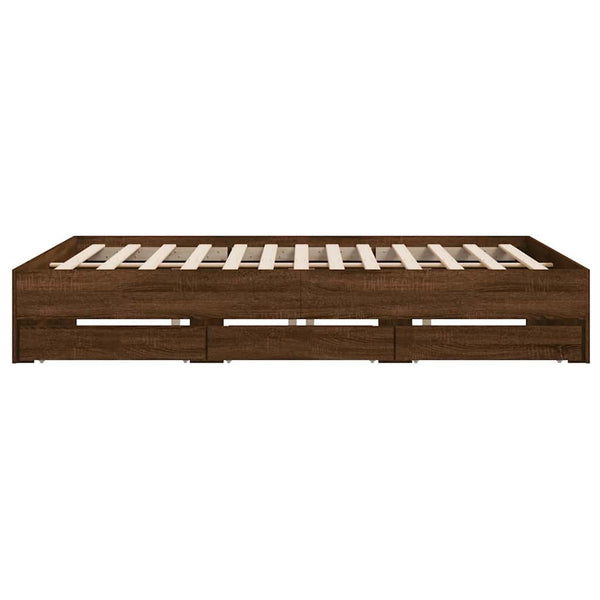 vidaXL Bed Frame with Drawers Brown Oak-look 200x200 cm