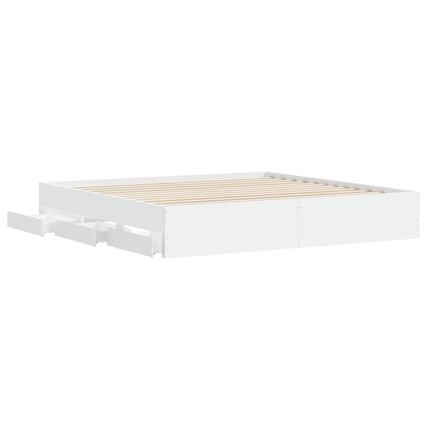 vidaXL Bed Frame with Drawers White 180x200 cm Engineered Wood