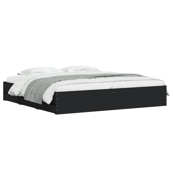 vidaXL Bed Frame with Drawers Black 180x200 cm Engineered Wood