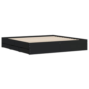 vidaXL Bed Frame with Drawers Black 180x200 cm Engineered Wood