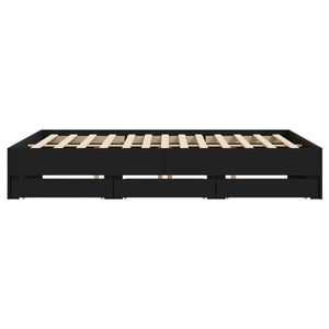 vidaXL Bed Frame with Drawers Black 180x200 cm Engineered Wood