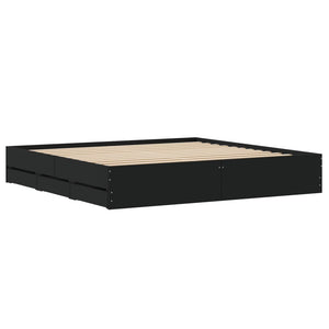 vidaXL Bed Frame with Drawers Black 180x200 cm Engineered Wood