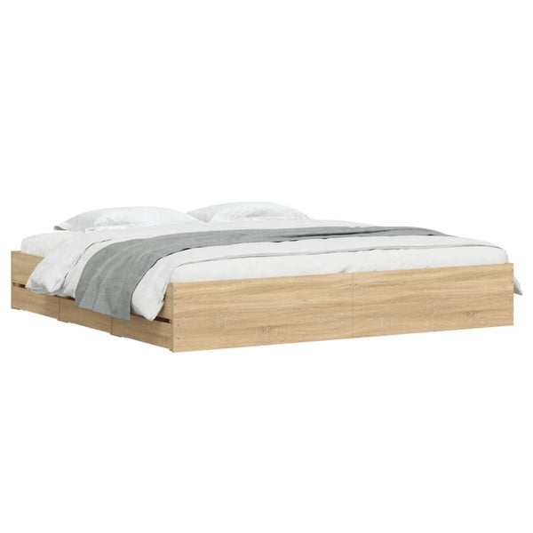 vidaXL Bed Frame with Drawers Sonoma Oak 180x200cm Engineered Wood