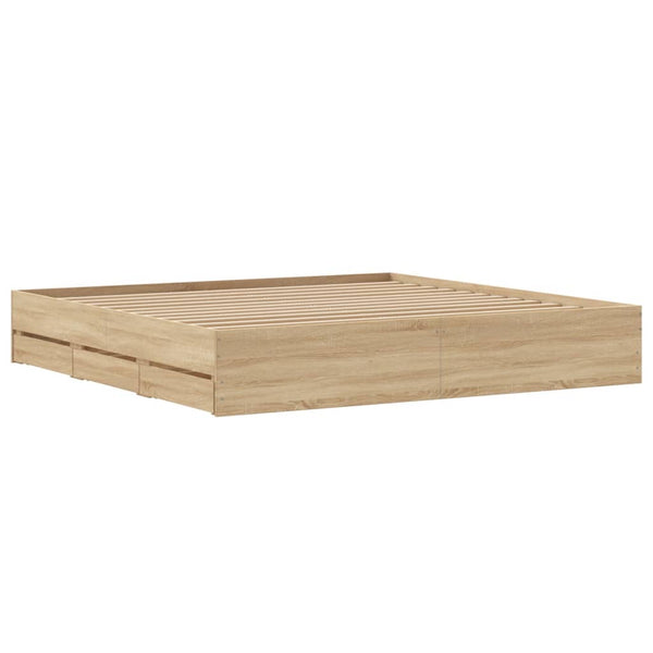 vidaXL Bed Frame with Drawers Sonoma Oak 180x200cm Engineered Wood