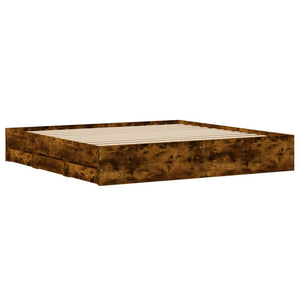 vidaXL Bed Frame with Drawers Smoked Oak 180x200cm Engineered Wood