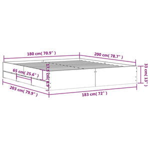 vidaXL Bed Frame with Drawers Smoked Oak 180x200cm Engineered Wood