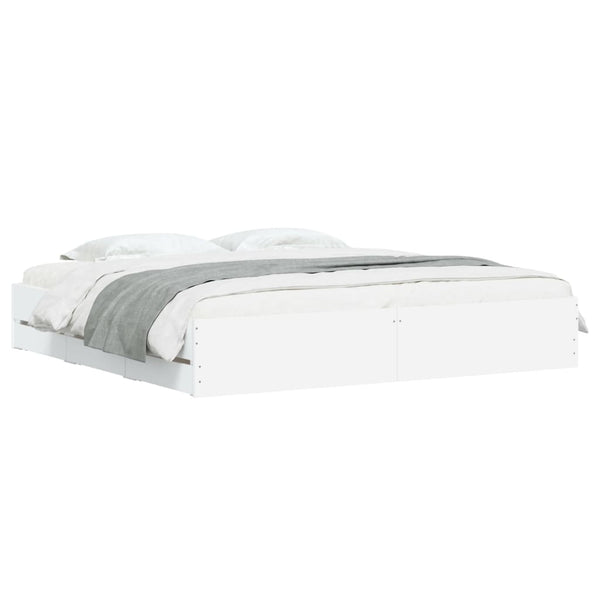 vidaXL Bed Frame with Drawers White 160x200 cm Engineered Wood