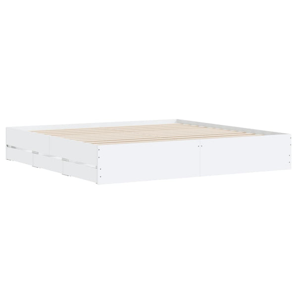 vidaXL Bed Frame with Drawers White 160x200 cm Engineered Wood