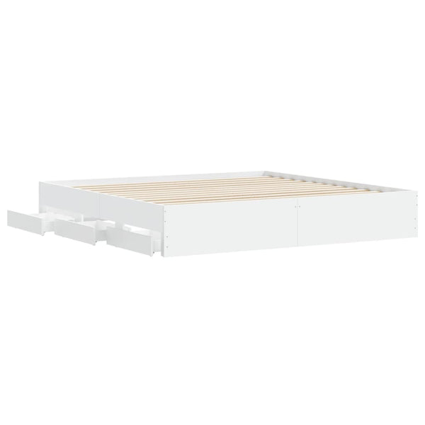 vidaXL Bed Frame with Drawers White 160x200 cm Engineered Wood
