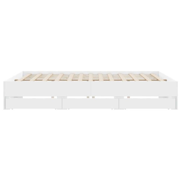 vidaXL Bed Frame with Drawers White 160x200 cm Engineered Wood