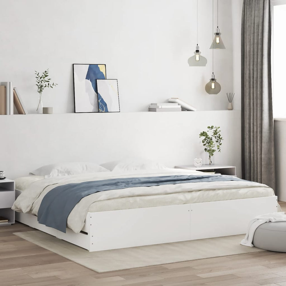 vidaXL Bed Frame with Drawers White 160x200 cm Engineered Wood