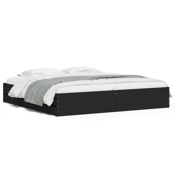 vidaXL Bed Frame with Drawers Black 160x200 cm Engineered Wood