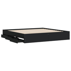 vidaXL Bed Frame with Drawers Black 160x200 cm Engineered Wood