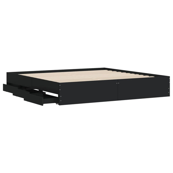 vidaXL Bed Frame with Drawers Black 160x200 cm Engineered Wood