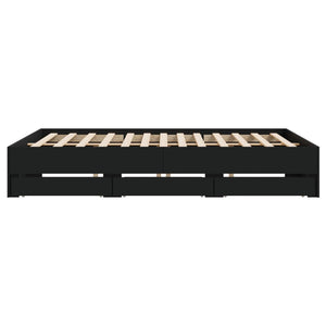 vidaXL Bed Frame with Drawers Black 160x200 cm Engineered Wood