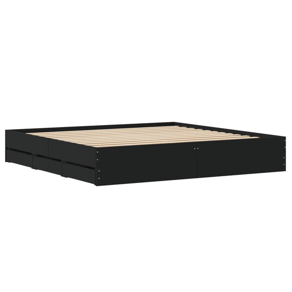 vidaXL Bed Frame with Drawers Black 160x200 cm Engineered Wood