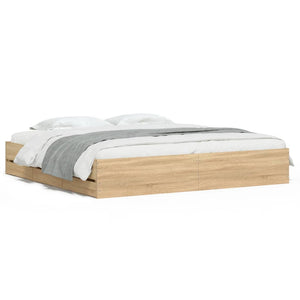 vidaXL Bed Frame with Drawers Sonoma Oak 160x200cm Engineered Wood