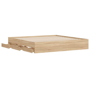 vidaXL Bed Frame with Drawers Sonoma Oak 160x200cm Engineered Wood