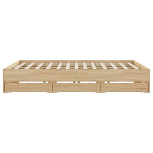 vidaXL Bed Frame with Drawers Sonoma Oak 160x200cm Engineered Wood