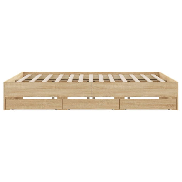 vidaXL Bed Frame with Drawers Sonoma Oak 160x200cm Engineered Wood