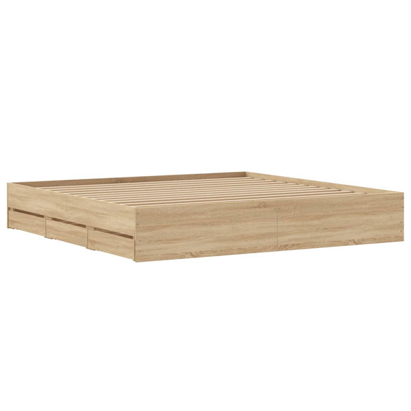 vidaXL Bed Frame with Drawers Sonoma Oak 160x200cm Engineered Wood