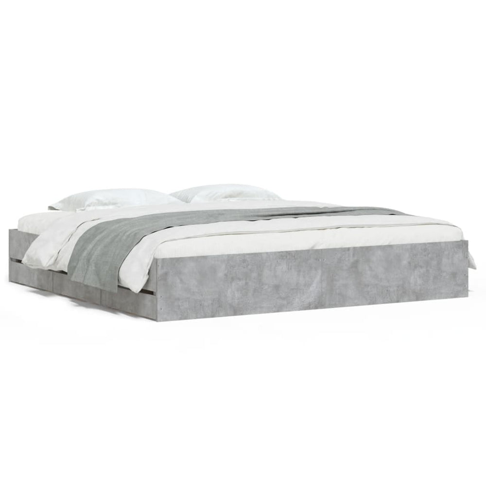 vidaXL Bed Frame with Drawers Concrete Grey 160x200 cm Engineered Wood
