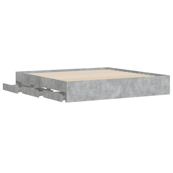 vidaXL Bed Frame with Drawers Concrete Grey 160x200 cm Engineered Wood