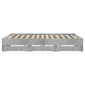 vidaXL Bed Frame with Drawers Concrete Grey 160x200 cm Engineered Wood