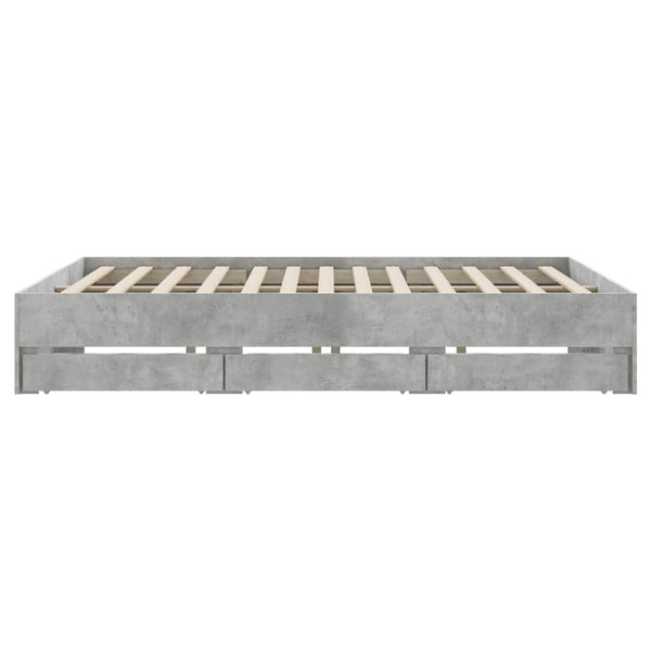 vidaXL Bed Frame with Drawers Concrete Grey 160x200 cm Engineered Wood