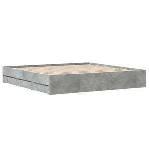 vidaXL Bed Frame with Drawers Concrete Grey 160x200 cm Engineered Wood