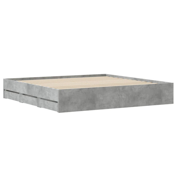 vidaXL Bed Frame with Drawers Concrete Grey 160x200 cm Engineered Wood