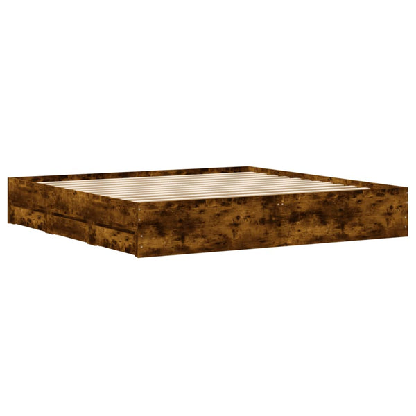 vidaXL Bed Frame with Drawers Smoked Oak 160x200cm Engineered Wood