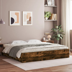 vidaXL Bed Frame with Drawers Smoked Oak 160x200cm Engineered Wood