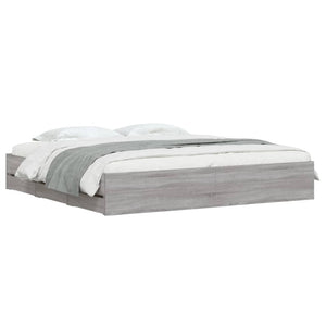 vidaXL Bed Frame with Drawers Grey Sonoma 160x200 cm Engineered Wood