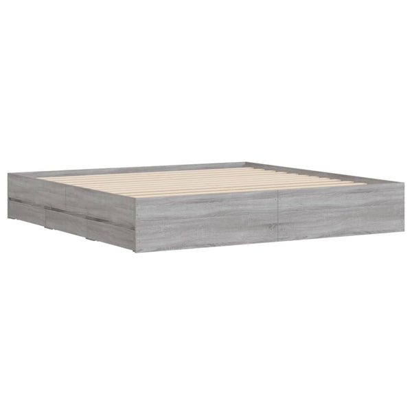 vidaXL Bed Frame with Drawers Grey Sonoma 160x200 cm Engineered Wood