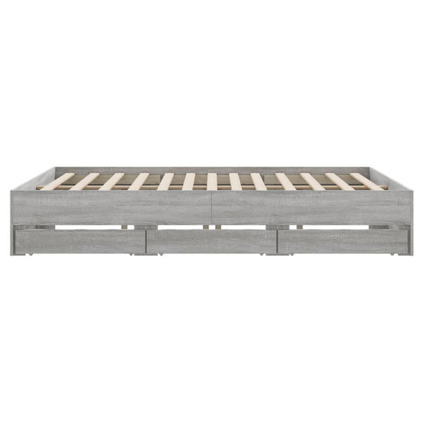 vidaXL Bed Frame with Drawers Grey Sonoma 160x200 cm Engineered Wood
