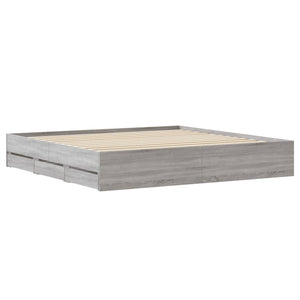 vidaXL Bed Frame with Drawers Grey Sonoma 160x200 cm Engineered Wood