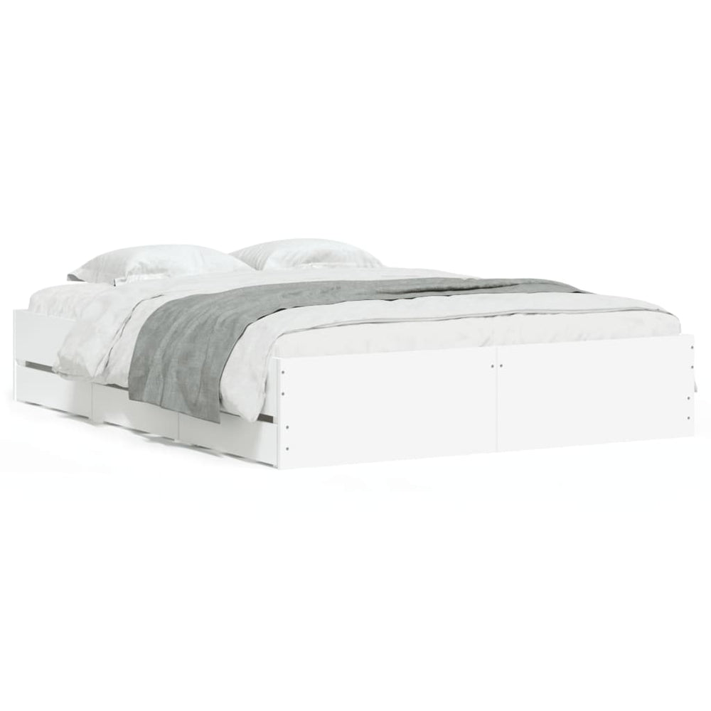 vidaXL Bed Frame with Drawers White 150x200 cm Engineered Wood
