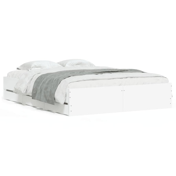vidaXL Bed Frame with Drawers White 150x200 cm Engineered Wood