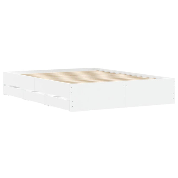 vidaXL Bed Frame with Drawers White 150x200 cm Engineered Wood
