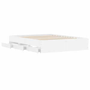 vidaXL Bed Frame with Drawers White 150x200 cm Engineered Wood